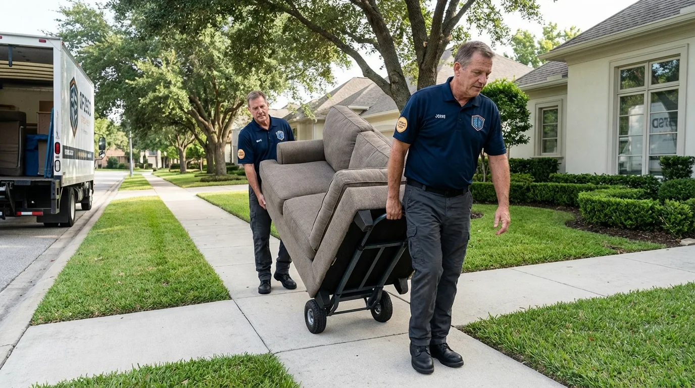 Local residential moving crew loading furniture in Saint Louis, MI