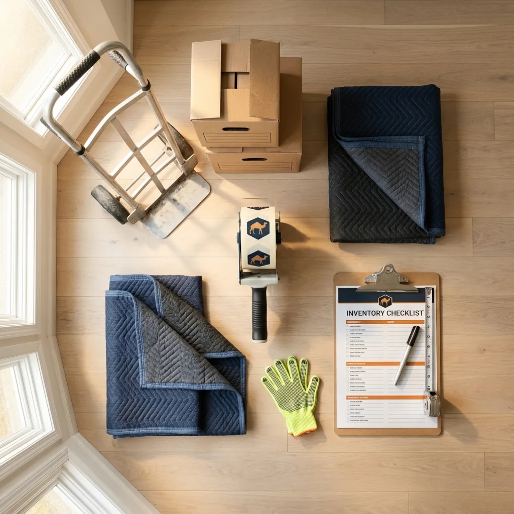 Professional moving supplies and packing materials layout for Saint Louis residential relocations